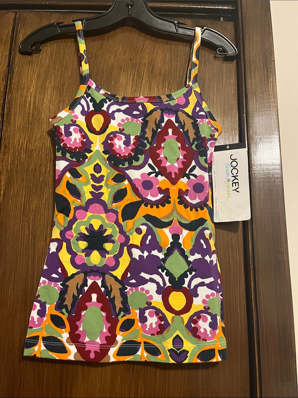 Jockey Multicolor Patterned Tank Top - Purple, Yellow, Green, Pink, Orange